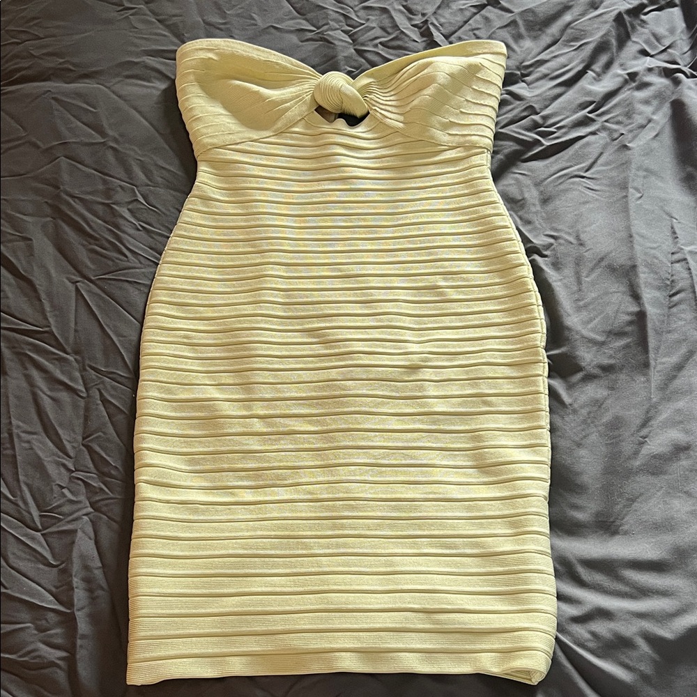 Herve Leger Light Green Strapless Dress